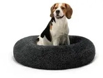 lionto Hundebett aus Pl&uuml;sch in Donut-Form, 80 cm Durchmesser, dunkelgrau