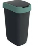 Wertstoffsammler TWIST 50l H602xB298xT401mm schwarz Deckelrand gr&uuml;n ROTHO