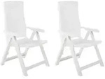 vidaXL Verstellbare Gartenst&uuml;hle 2 Stk. Kunststoff Wei&szlig;