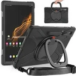F&uuml;r Samsung Galaxy Tab S8 Ultra aufstellbare Outdoor Hybrid Schwarz 360 Grad...