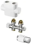Oventrop Ventil-Anschlussset m TH-Kopf Durchgangsform, Multiblock wei&szlig;