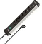 Steckdosenleiste Premium-Alu-Line 6fach Kabel-L.3m silber/schwarz m.USB