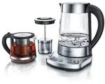 Arendo Wasserkocher 1,7 l, 2400 W, Edelstahl mit Teeaufsatz, Teekocher,
