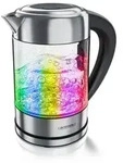 Arendo Wasserkocher 1,7 l, 2200 W, Edelstahl mit Glask&ouml;rper, Temperaturwahl 40&deg;C -
