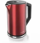 Arendo Wasserkocher 1,5 l 2200 W, Edelstahl, Doppelwand, Temperaturwahl 40 -...