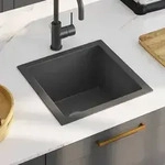 vidaXL Handgemachte Einbausp&uuml;le Schwarz Edelstahl