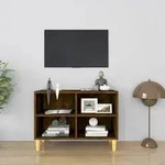 vidaXL TV-Schrank mit Massivholz-Beinen R&auml;uchereiche 69,5x30x50 cm