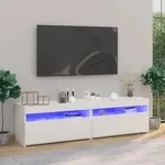 vidaXL TV-Schr&auml;nke 2 Stk. mit LED-Leuchten Wei&szlig; 75x35x40 cm