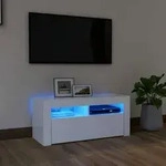 vidaXL TV-Schrank mit LED-Leuchten Wei&szlig; 90x35x40 cm