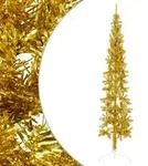 vidaXL K&uuml;nstlicher Halb-Weihnachtsbaum mit St&auml;nder Schlank Gold 240 cm