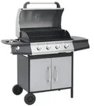 vidaXL Gasgrill 4+1 Flammen Schwarz und Silbern Stahl & Edelstahl