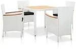 vidaXL 5-tlg. Garten-Essgruppe Poly Rattan Wei&szlig;