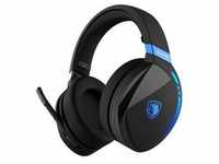 SADES Warden I SA-201 Gaming Headset, schwarz/blau, USB, kabellos, Stereo, Over Ear,