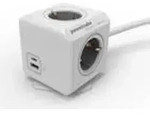 Allocacoc PDU unit with USB-A and USB-C ports, 4 sockets, 1.5m, white/grey
