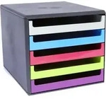 Schubladenbox 5 Sch&uuml;be anthrazit/Rainbow-Colours sortiert