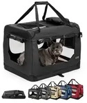 lionto Hundetransportbox faltbar, stabile Stoffbox mit Mesh-Eins&auml;tzen, ideal f&uuml;r