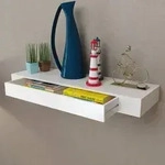 vidaXL Wandregal mit Schublade MDF Wei&szlig;