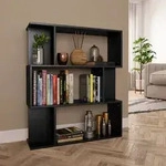 vidaXL B&uuml;cherregal/Raumteiler Schwarz 80x24x96 cm Holzwerkstoff