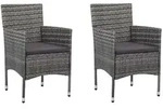 vidaXL Garten-Essst&uuml;hle 2 Stk. Poly Rattan Grau