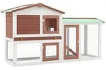 vidaXL Gro&szlig;er Kaninchenstall Braun und Wei&szlig; 145x45x84 cm Holz