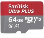 SanDisk microSDXC Ultra PLUS 64GB (A1/UHS-1/Cl.10/150MB/s) + Adapter miniSDXC-Karte
