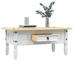 vidaXL Couchtisch Mexiko-Stil Kiefernholz Wei&szlig; 100x55x44 cm