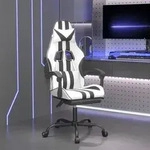 vidaXL Gaming-Stuhl mit Fu&szlig;st&uuml;tze Wei&szlig; und Schwarz Kunstleder