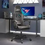vidaXL Gaming-Stuhl mit Fu&szlig;st&uuml;tze Drehbar Schwarz & Grau Kunstleder