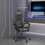 vidaXL Gaming-Stuhl mit Fu&szlig;st&uuml;tze Schwarz und Grau Kunstleder