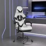 vidaXL Gaming-Stuhl mit Fu&szlig;st&uuml;tze Wei&szlig; und Schwarz Kunstleder