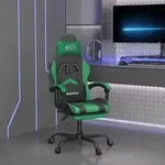 vidaXL Gaming-Stuhl mit Fu&szlig;st&uuml;tze Drehbar Schwarz & Gr&uuml;n Kunstleder