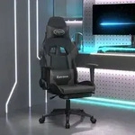 vidaXL Gaming-Stuhl mit Massage & Fu&szlig;st&uuml;tze Schwarz & Grau Kunstleder
