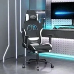 vidaXL Gaming-Stuhl mit Fu&szlig;st&uuml;tze Schwarz und Wei&szlig; Stoff