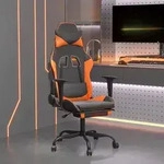 vidaXL Gaming-Stuhl mit Massage & Fu&szlig;st&uuml;tze Schwarz Orange Kunstleder