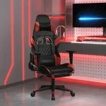 vidaXL Gaming-Stuhl mit Massage & Fu&szlig;st&uuml;tze Schwarz Weinrot Kunstleder