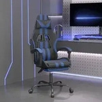 vidaXL Gaming-Stuhl mit Fu&szlig;st&uuml;tze Drehbar Schwarz & Blau Kunstleder