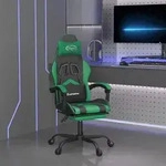 vidaXL Gaming-Stuhl mit Fu&szlig;st&uuml;tze Schwarz und Gr&uuml;n Kunstleder
