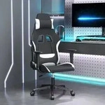 vidaXL Gaming-Stuhl mit Massagefunktion Schwarz und Wei&szlig; Stoff
