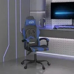 vidaXL Gaming-Stuhl Drehbar Schwarz und Blau Kunstleder