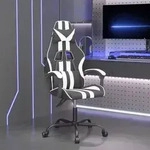 vidaXL Gaming-Stuhl Drehbar Schwarz und Wei&szlig; Kunstleder