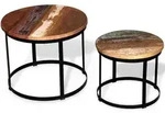 vidaXL 2-tlg. Couchtisch-Set Altholz Massiv Rund 40cm/50cm