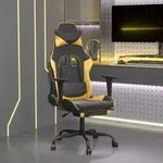 vidaXL Gaming-Stuhl mit Massage & Fu&szlig;st&uuml;tze Schwarz Golden Kunstleder