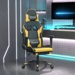 vidaXL Gaming-Stuhl mit Fu&szlig;st&uuml;tze Schwarz und Golden Kunstleder