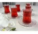 Pasabahce Elysia Teeglas Set 12 Teilig mit Untertassen aus Glas transparent