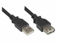 Good Connections® Verlängerungskabel USB 2.0 Stecker A an Buchse A, schwarz, 0,15m