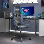 vidaXL Gaming-Stuhl Drehbar Schwarz und Blau Kunstleder