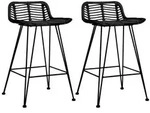 vidaXL Barhocker 2 Stk. Schwarz Rattan