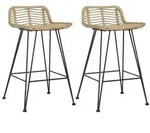 vidaXL Barhocker 2 Stk. Rattan Natur
