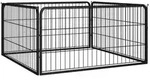 vidaXL 4-tlg. Hundelaufstall Schwarz 100x50cm Stahl Pulverbeschichtung