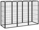 vidaXL 8-tlg. Hundelaufstall Schwarz 50x100 cm Stahl Pulverbeschichtet